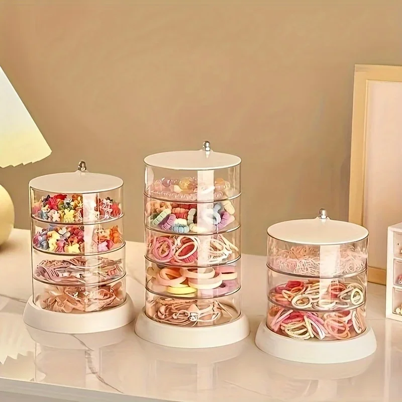 Multi Layer Rotating Transparent Round Jewelry Box for Earrings Studs Necklaces Bracelets Rack Display Shelf Jewelry Storage Box 5