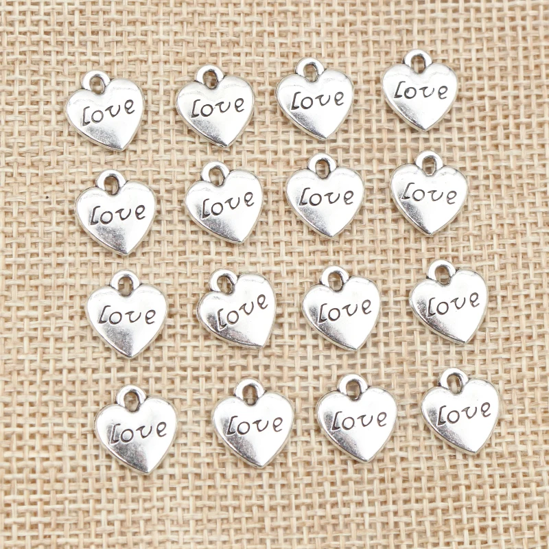 20pcs 11x10mm Antike Silber Überzogene Herz Handgemachte Charme Anhänger: DIY für armband halskette