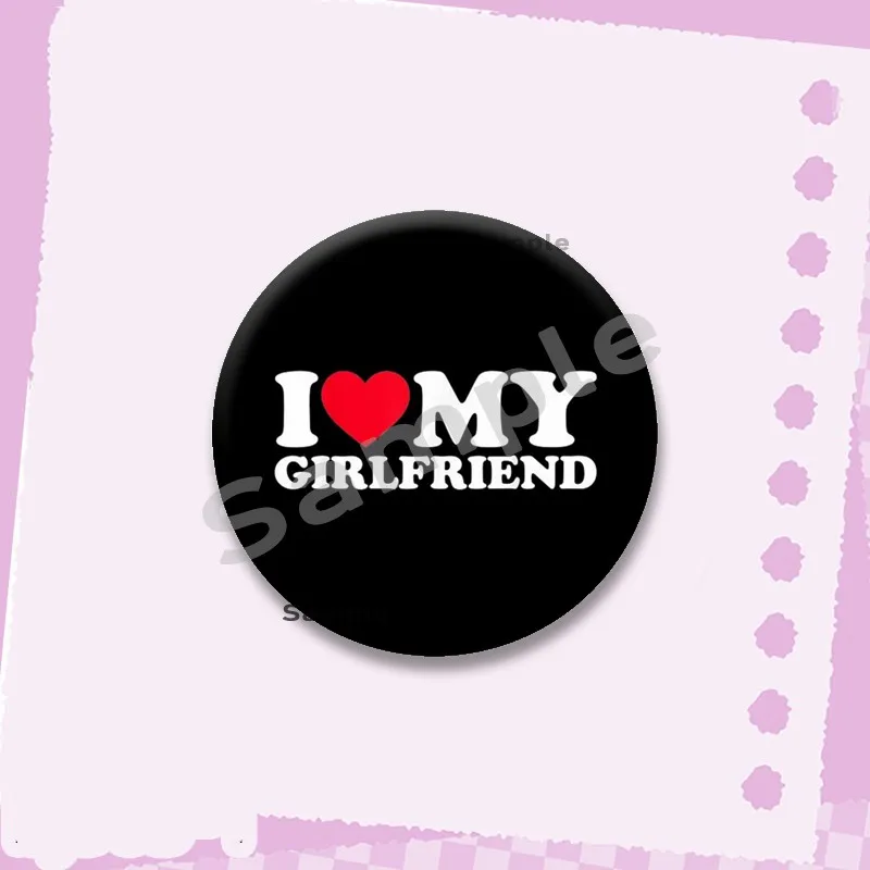 Kreative I Love My GF/BF Soft Button Pins Kunststoff Snap-in Brosche Lustige Herz Zitate Abzeichen Kleidung Tasche Dekor Zubehör Schmuck – Detail 13
