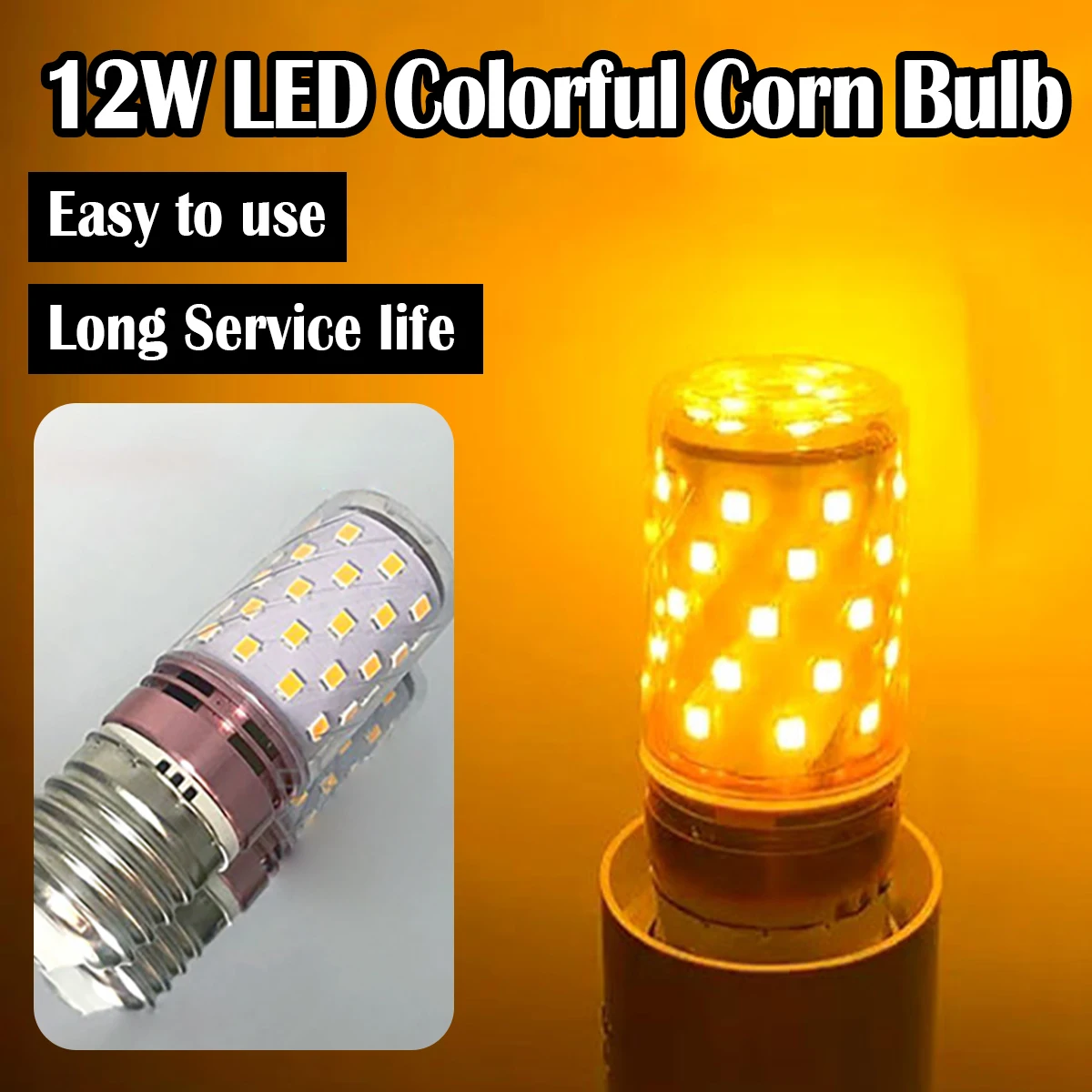 전구 E27 LED 다채로운 옥수수 전구 12W 핑크 레드 블루 그린 퍼플 골든 6 색 램프 AC 220V 전구 샹들리에 장식