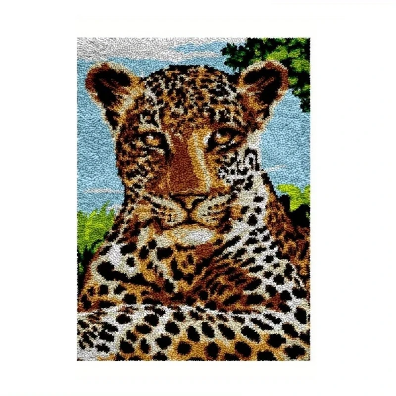 Tiger Latch Hook Rug Kit Rug Making Kit Embroidery Carpet Set for Carpet Beginner Making Tool Precut Sewing Crochet Gifts craft supplies