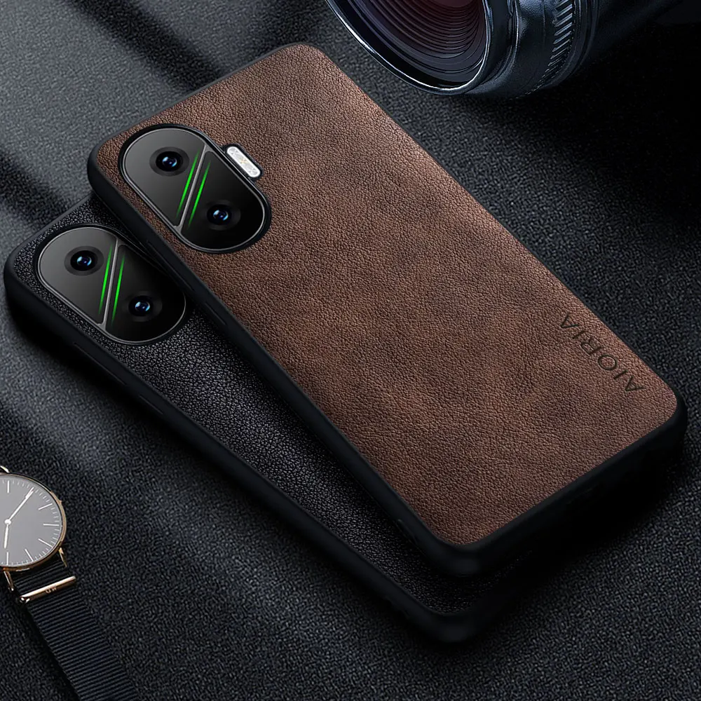 Premium Luxury Leather Phone Case - Retro Business Style Solid Color Cover
