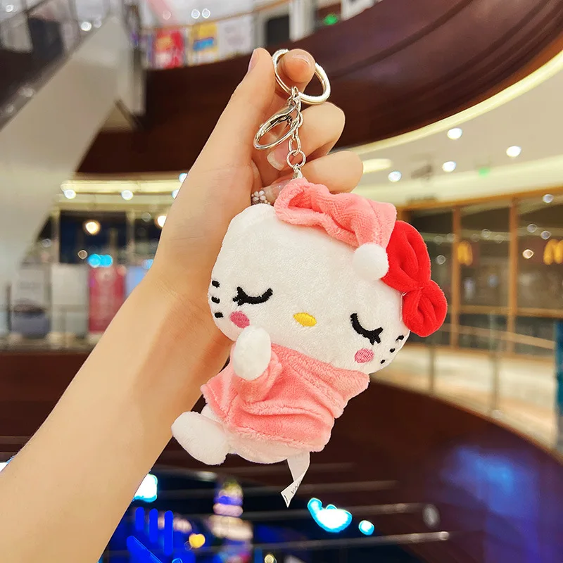 Sanrio Plush Toys Keychain Sleep Hello Kitty Kuromi Cinnamoroll Anime Cute  산리오 키링 Kawaii Backpack Keychains Girls Holiday Gifts