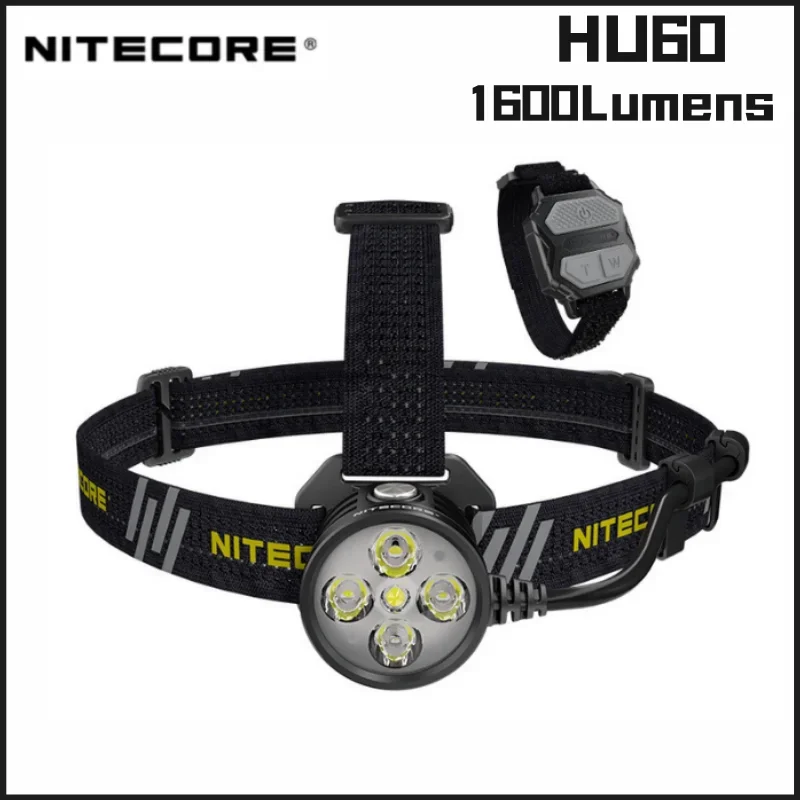 

NITECORE HU60 USB Powered Elit Headlamp 1600 lumens Rechargeable with Remote Control Wristband Hard Light Headlight