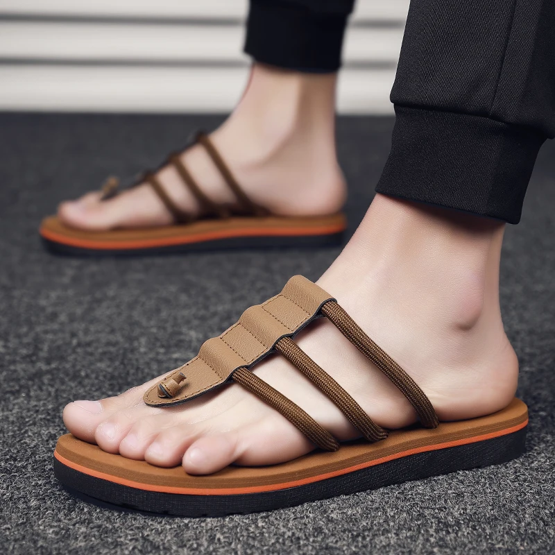 Cushion Phantom Men's Flip Flops with Arch Support Comfortable Soft Soled Exposed Toes Light Men's Beach Shoes Casual Slippers