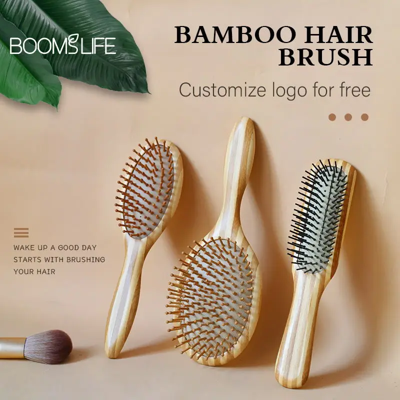 100pcs lot hot sale imprint your logo customized wood combs private label brand hair comb anti static beard comb 12 8 5 1cm Custom Name Bamboo Hair Brush Women Professional Wide Tooth Comb for Hair Detangling Massage Bamboo Combs Wood HairBrush Hair