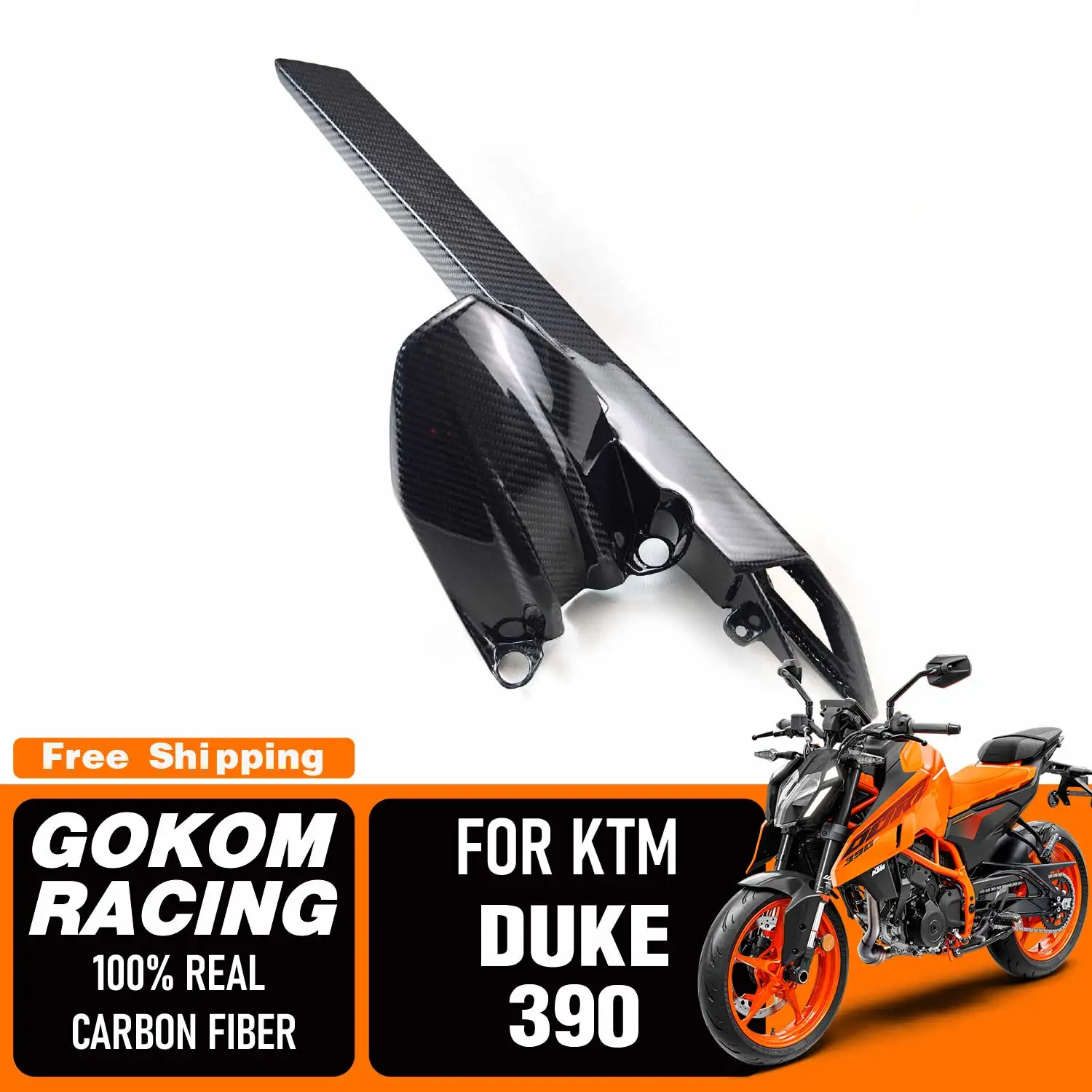 

Gokom Racing For KTM DUKE 390 Rear Hugger mudguard fender COWLING FAIRING 100% REAL CARBON FIBER MOTORCYCLE ACCESSORIES