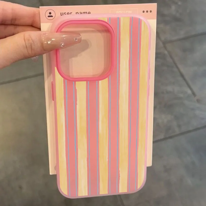 Stylish Yellow Striped Silicone Phone Case