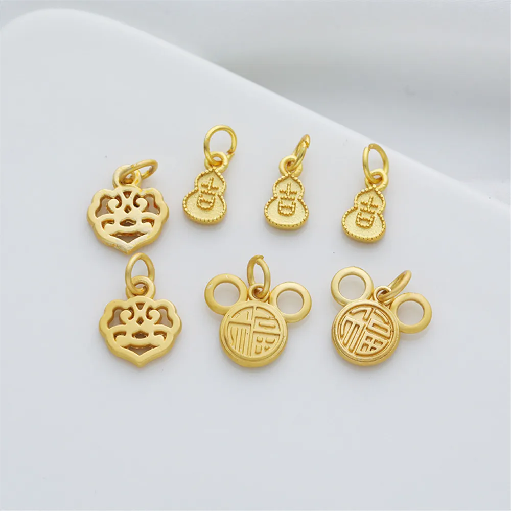 

Ancient method gold color matte gold plating Ruyi Fu gourd Ji bracelet necklace earrings pendant diy jewelry accessories