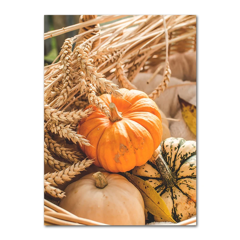 thumbnail image 1 of Póster de lienzo con decoración de otoño, hojas amarillas, vista de otoño, arte de pared, impresión, pintura de calabaza, imagen de Halloween, decoración del hogar para sala de estar, 1 of 5
