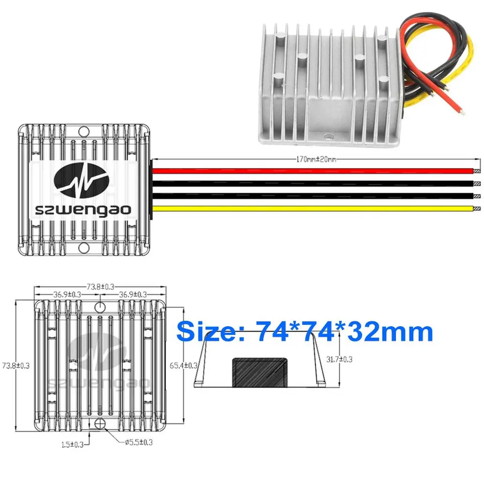 Best Quality 24V 36V 48V 60V 72V Step-down to 12V 13.8V 10A 15A 20A Buck Module DC Converter 276W Waterproof Transformer image 5