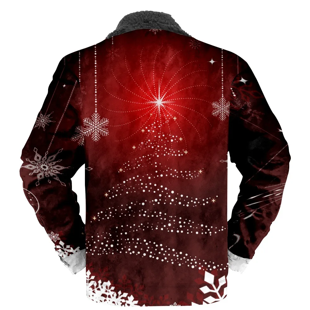 New Christmas Collection Collection J Personalized Casual Print Long Sleeve Zipper Sweater Polo Collar Cotton Coat Winter a02