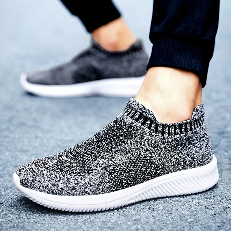 

Lightweight Summer New Men Sneakers Breathable Outdoor Sports Running Shoes Comfortable Slip on Men Socks Athletic Shoes Size 46
