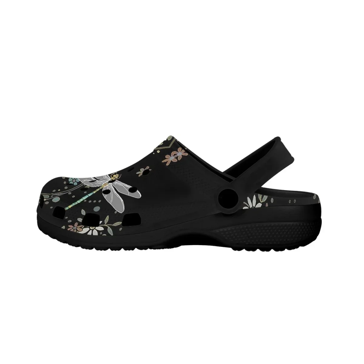 Fashion Dragonfly Print Women Clogs Sandals Summer Flat Garden Shoes Lightweight Breathable Beach Slippers Sandals Couples