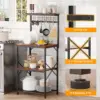 Kitchen Bakers Rack with Hutch, Coffee Bar Station 4 Tiers, Microwave Oven Stand with 6 S Hooks and Pegboard, Kitchen Microwave 4