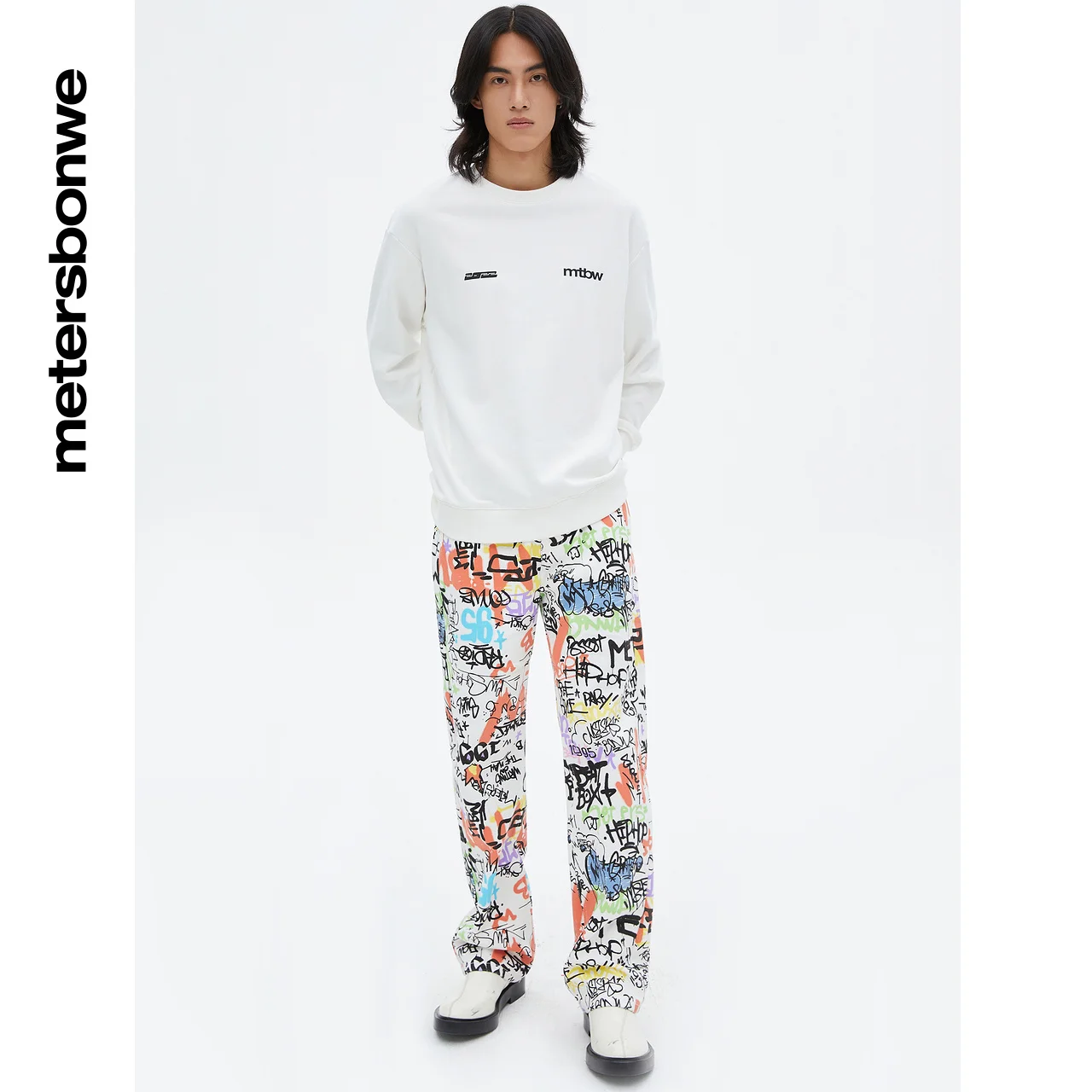 Metersbonwe Jeans Men Spring Autumn Graffiti Comfortable Straight Tube Youthful Trend Pure Cotton Pants High-Quality Brand Botto
