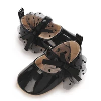 Girls' Baby Shoes Bow Princess Flat Bottom Anti slip Soft Bottom Walking Newborn Crib Dress Shoes 0-18M 4