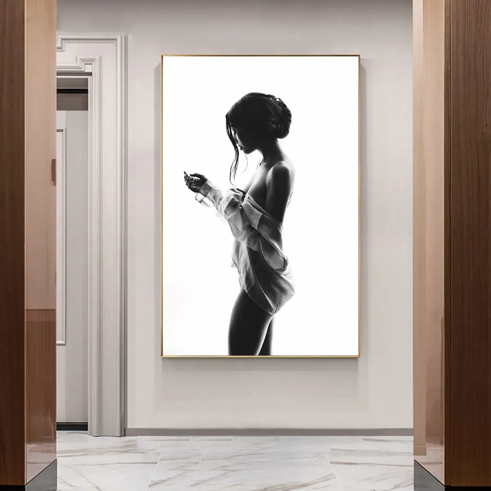 Nordic Poster Und Druck Sexy Halb Nackt Mädchen Wand Kunst Leinwand Malerei Wand Frau Bilder Für Shop Home Zimmer Dekoration cuarods _ Foto