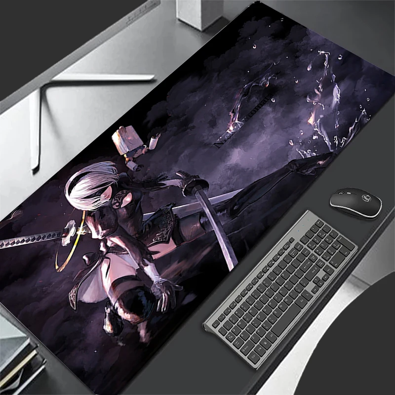 Nier 오토마타 애니메이션 소녀 마우스 패드, 컴퓨터 노트북, 사무실 고무 대형 마우스 매트, PC 게임, 카와이 카펫 키보드, 블랙 테이블 매트