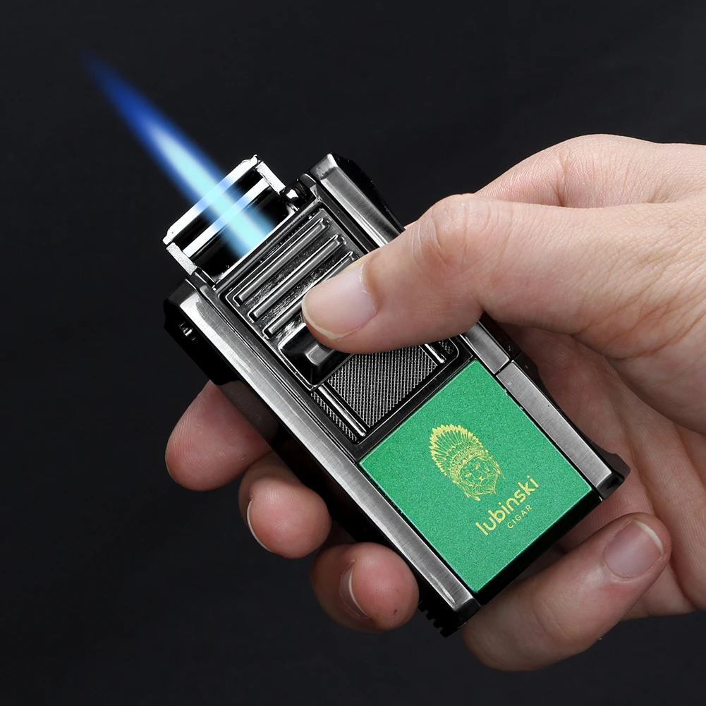Cigar Lighter Metal Torch Lighters Support Stand Cover V Cutter Cigar Punch Portable Gas 1