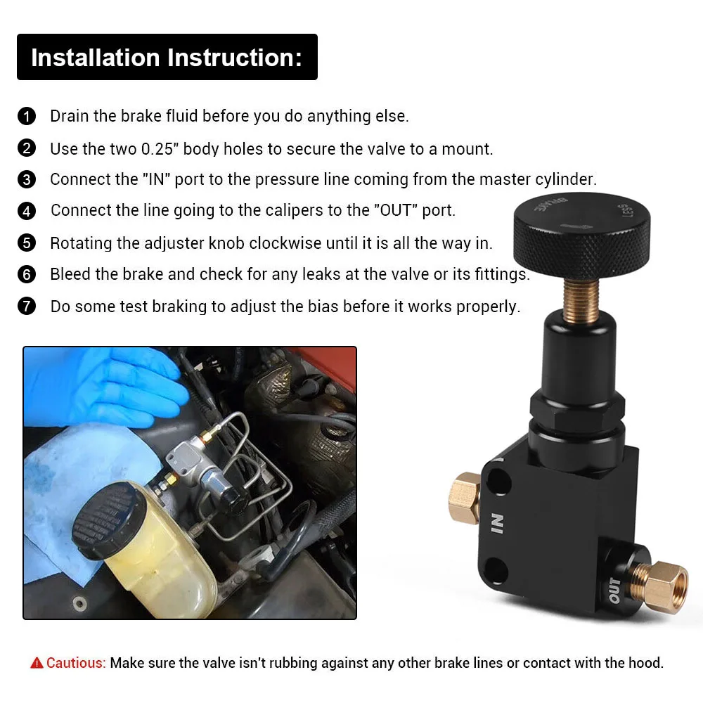 Brake Bias Proportioning Valve Pressure Regulator For Brake Adjustment 1/8-27 NPT Pressure Regulator Screw Knob Type