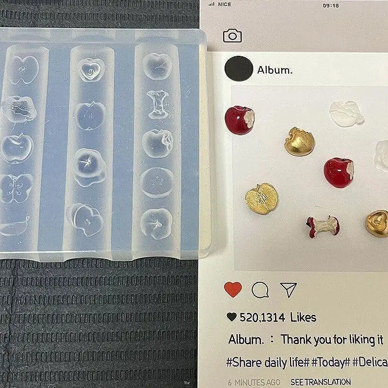3D 과일 실리콘 네일 몰드 달콤한 꽃잎 DIY 디자인 매니큐어 템플릿 조각 네일 아트 스텐실 소프트 스탬핑 몰드 도구