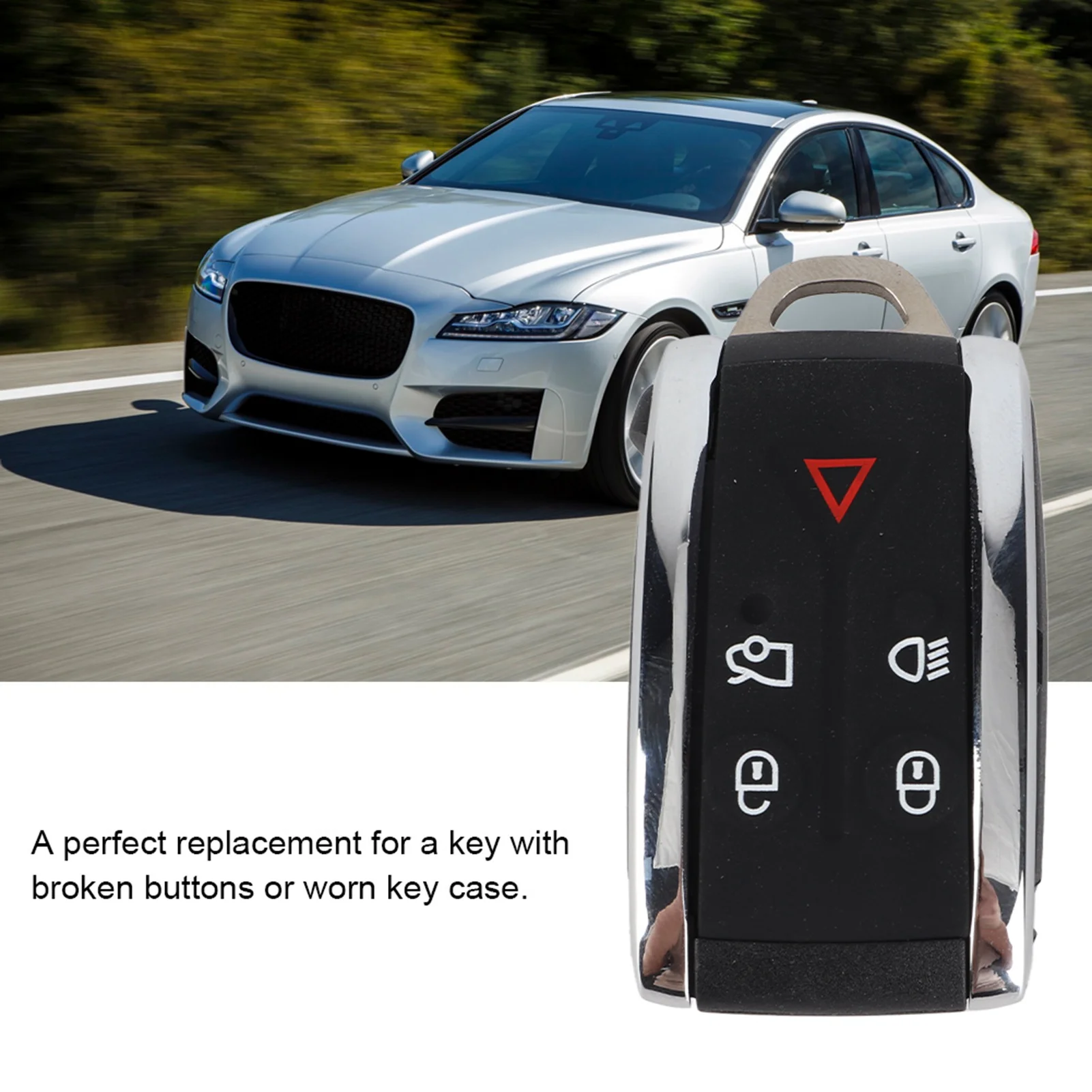 Car Remote Key Fob Shell Case Replacement Fits for XF 2009‑2012 5 Button Car Key Fob Remote Control