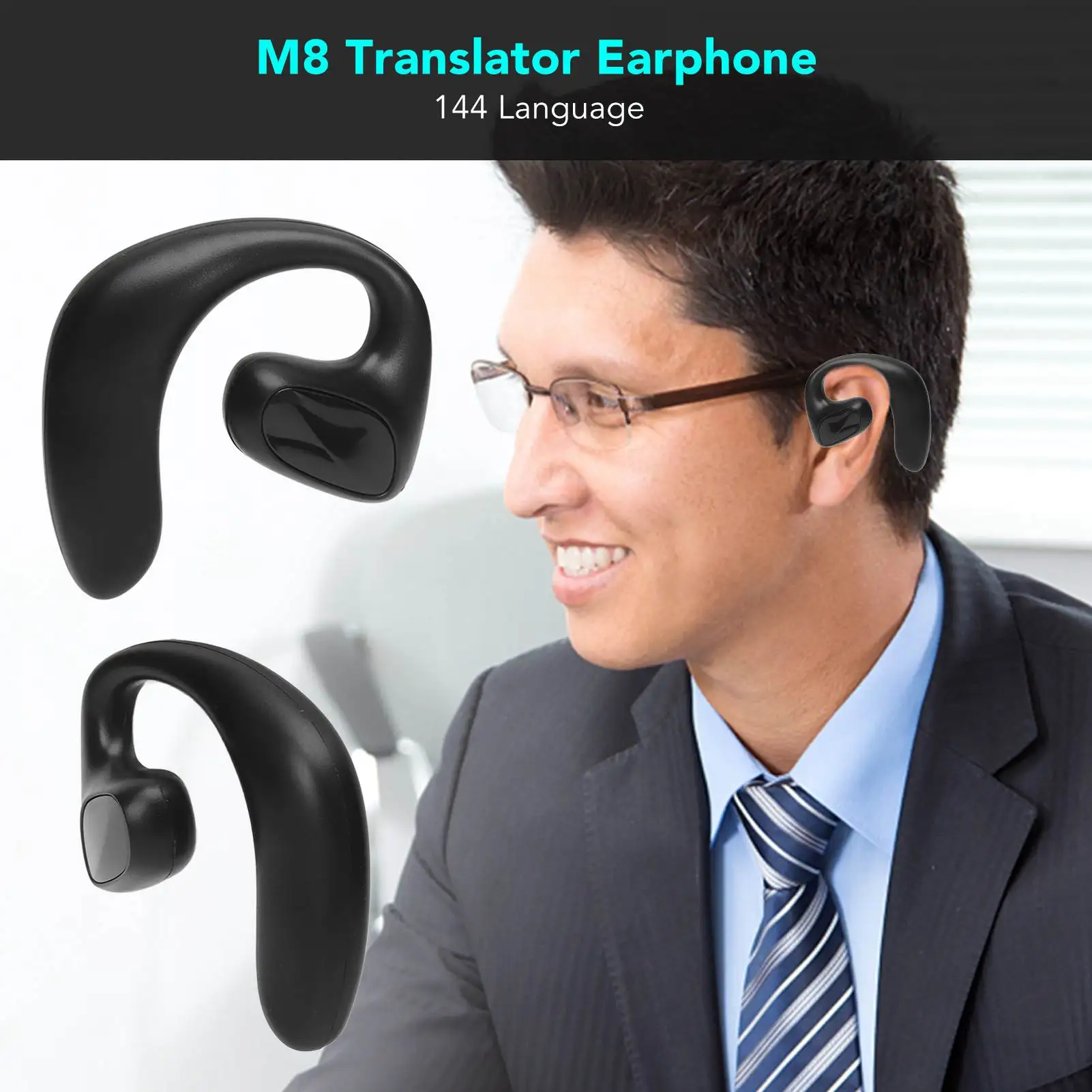 Translator Earphones Translator Earbuds M8 Noise Canceling 144 Languages Smart USB Powered for Business Daily