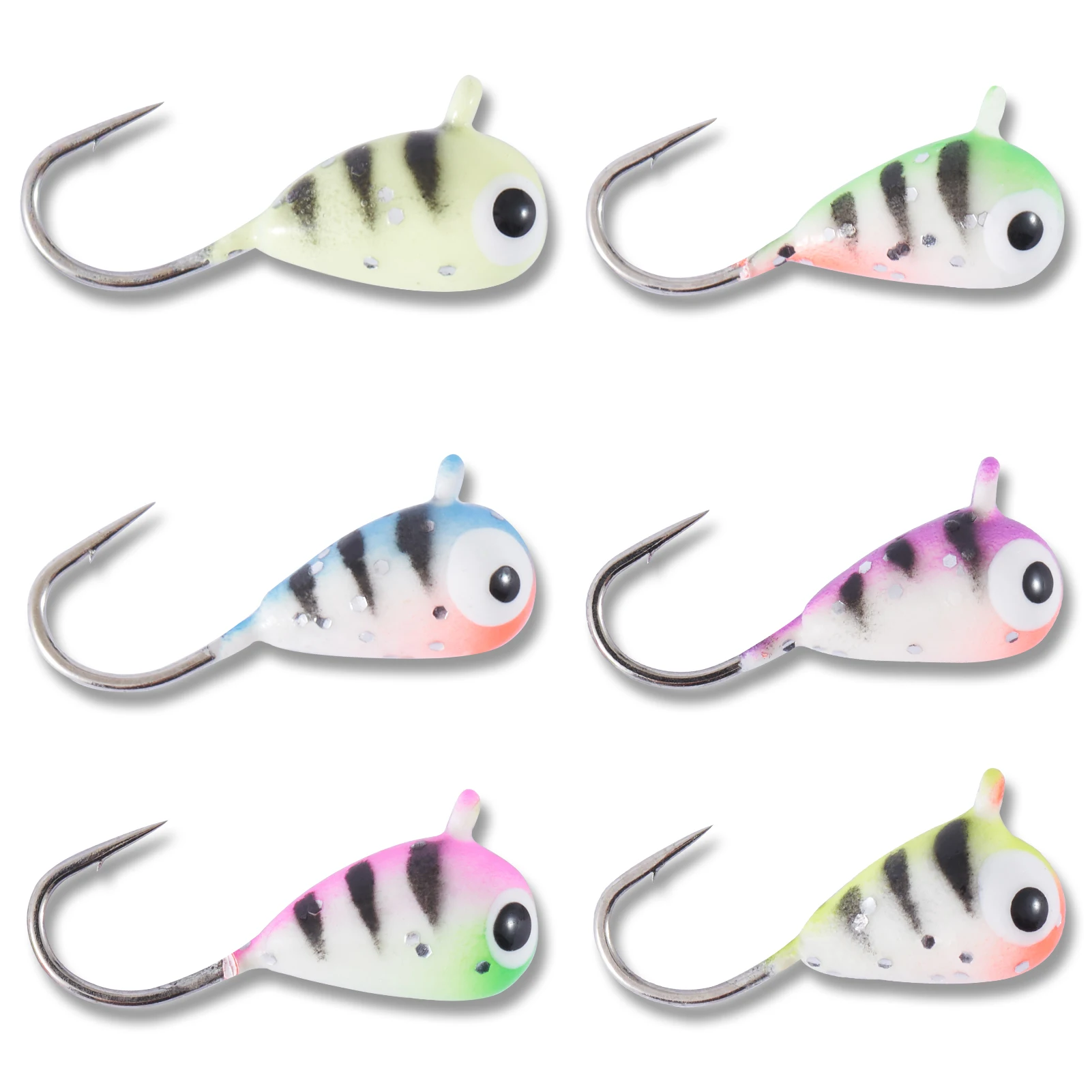 Bassdash Tungsten Ice Fishing Jigs with Glowing Paint Fishing