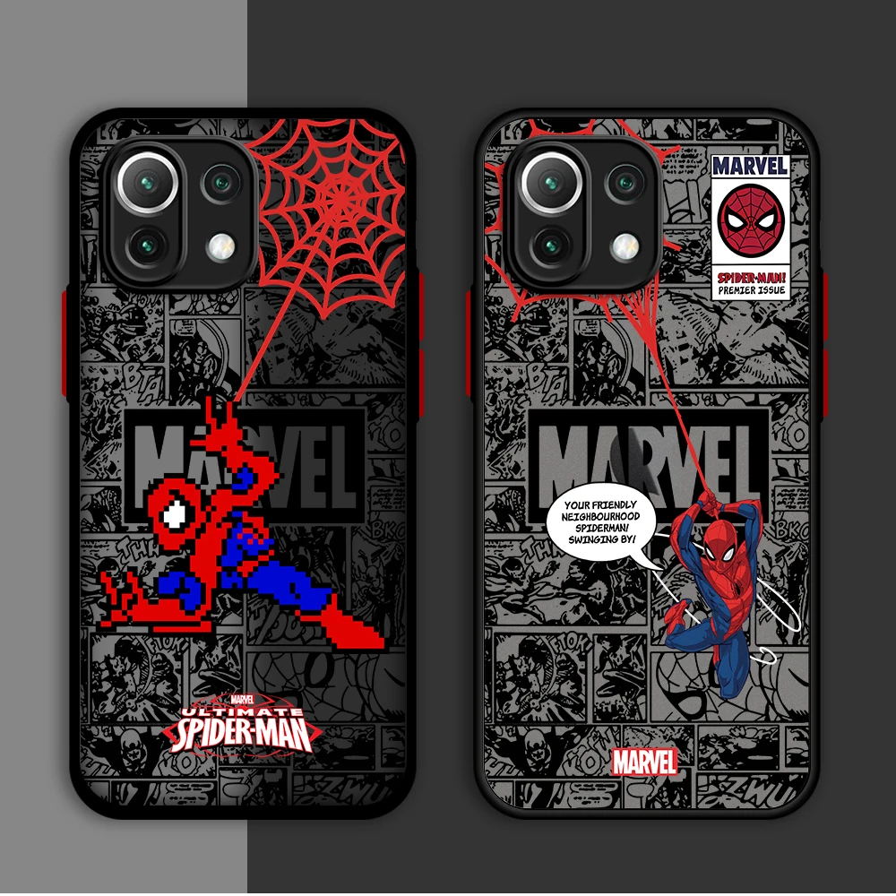 Custodia Opaca Marvel Spiderman Custodia Antiurto Per Xiaomi Redmi K40 Pro 9C 10A 9A 10C A1 Plus 12C 9 9T A2 10 12 5G Hard Pc