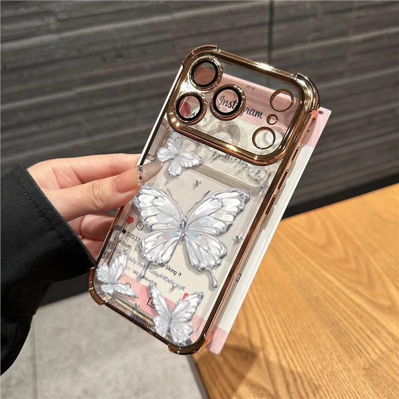 Butterfly Y2K Plating Silicone Shockproof Transparent Phone Case