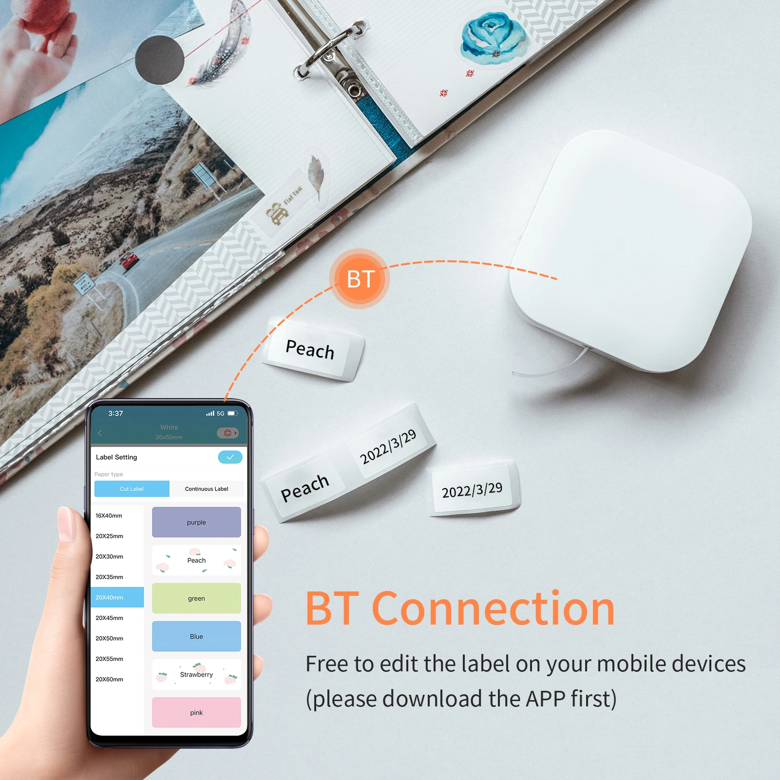 Portable Label Maker Machine Mini Pocket Thermal Label Printer BT Connect Sticker Labeling Machine iOS Android for Organization
