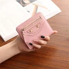 Fashion PU Leather Women Short Wallets Multiple Credit Card Holders Hasp Zipper Coin Purses Solid Color Clutch Money Bag Clip 5