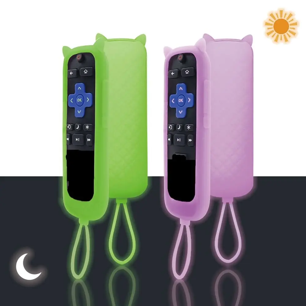 Wrist Strip TV Remote Control Cover Silicone Glow in The Dark Luminous Control Cover Dust Proof Cute Cat Ear Design
