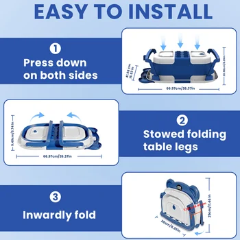 Folding Baby Bath Tub with Temperature Gauge and Cushion for 0-36 Months, Portable and Lightweight for Outdoor Bathing 5