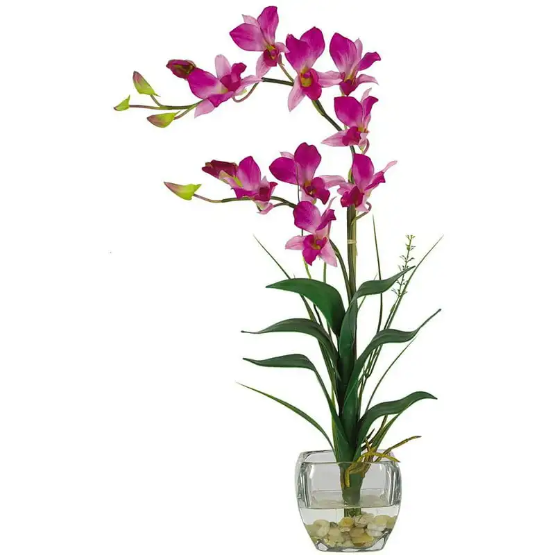 

Artificial with Glass Vase, White