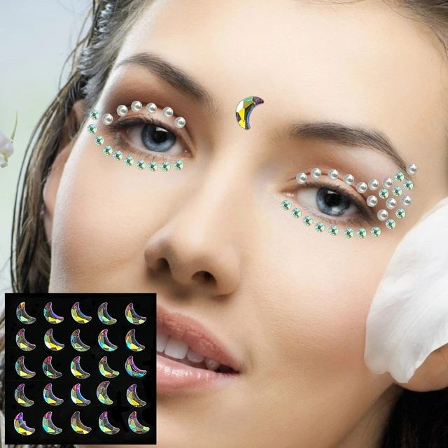 Face Jewelry For Women Temporary Tattoos Eye Eyeshadow Bindi Dots Gems  Sticker Sparkle Rhinestones Makeup Jewels Halloween Party - AliExpress
