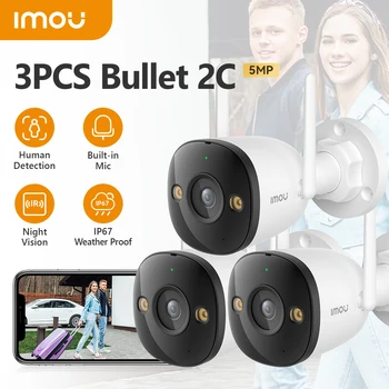 IMOU 3PCS Bullet 2C 5MP Wifi Camera Resistente alle intemperie AI Rilevazione umana Telecamera IP di sorveglianza esterna Commercio all'ingrosso