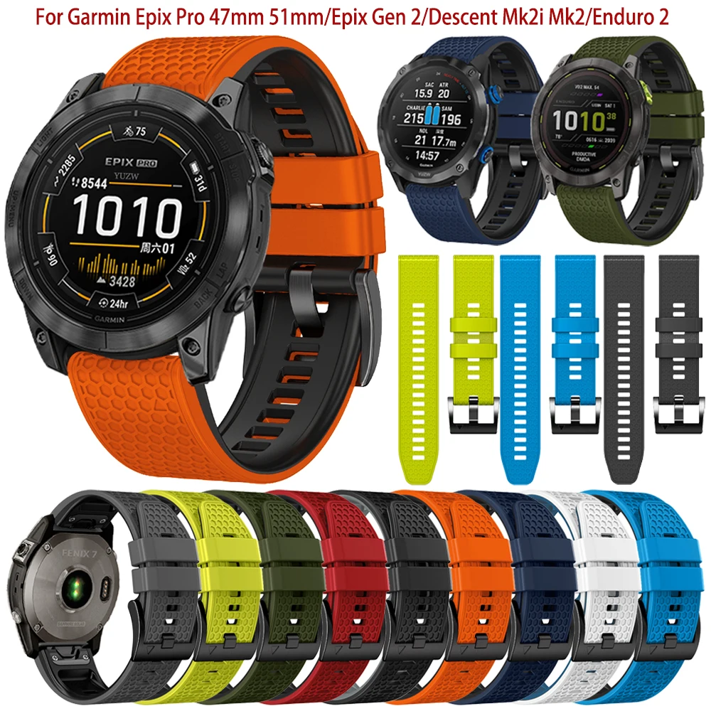 

22 26mm Quick Release Strap For Garmin Epix Pro Gen 2 Enduro 2 Rubber Wristband For Descent Mk2i Mk1 G1 MARQ Watch Band Bracelet