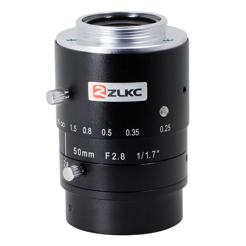 ZLKC 50mm 카메라 렌즈 1/1.7인치 C-마운트 머신 비전 렌즈 F2.8 수동 아이리스 12MP 고해상도 fa 산업용 렌즈