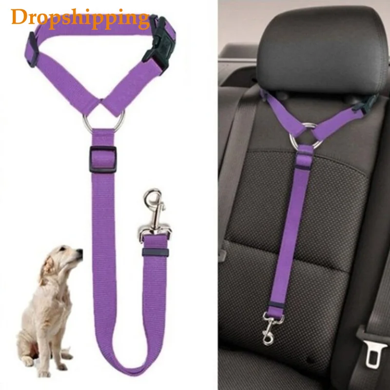 NylonDogSeatbeltsSafetyPetCarSeatBeltAdjustableDogLeash
