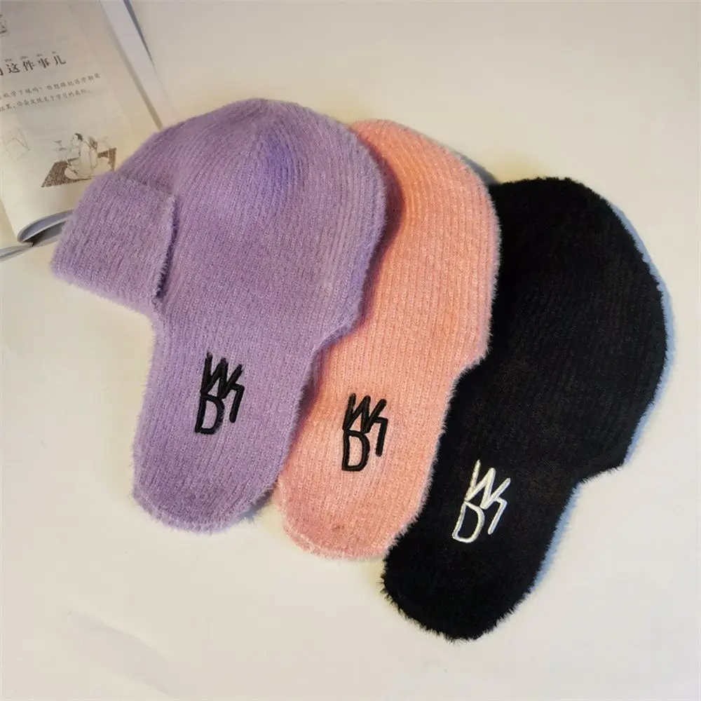 

Windbreak Pilot Caps Warm Knitted Winter Korean Beanies Hats Ear Muff Caps Hat With Earflaps Women Bomber Hats