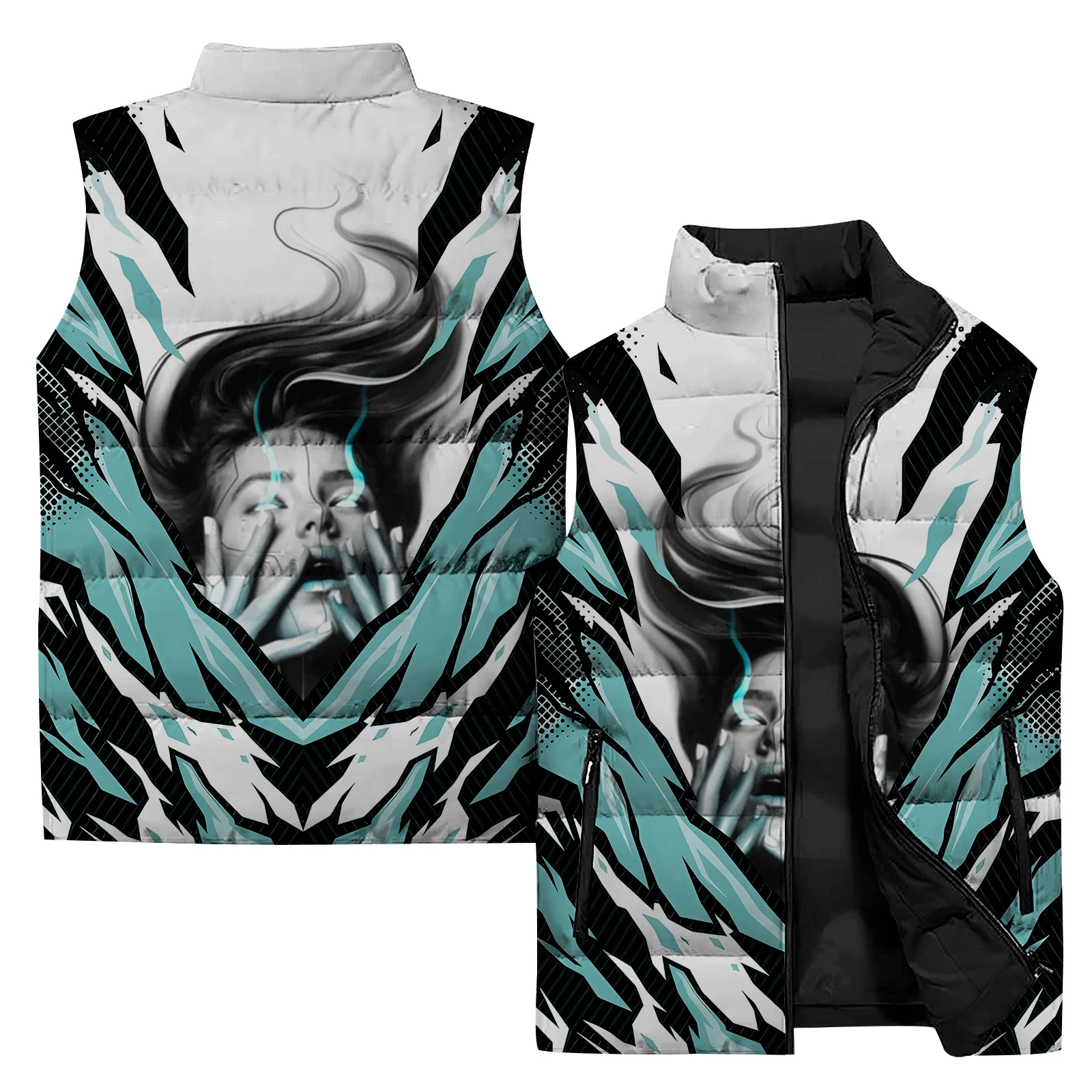 thumbnail image 1 of Chaleco para hombre, abrigo para deportes al aire libre, estampado 3D atractivo, chaqueta sin mangas para hombre, chaqueta de ciclismo cálida e informal a la moda para hombre, 1 of 5