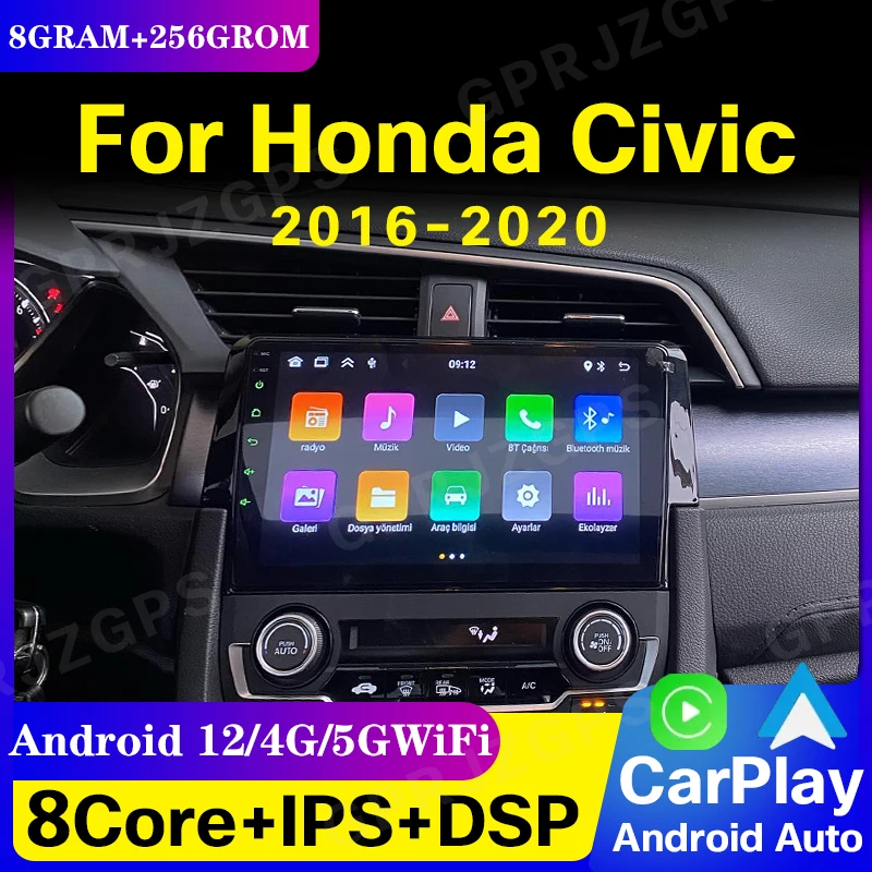 

Carplay беспроводная автомобильная аудиосистема Android для Honda Civic 2016-2020, мультимедийная стереосистема, автомобильное радио Carplay, 4G, Wi-Fi, GPS, Авторадио