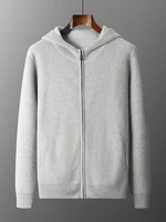 Choice 2024 New Chic Men Cashmere Hooded Cardigan Autumn Winter Basic Grace 100% Cashmere Knitted Sweater Korean Popular Tops 1