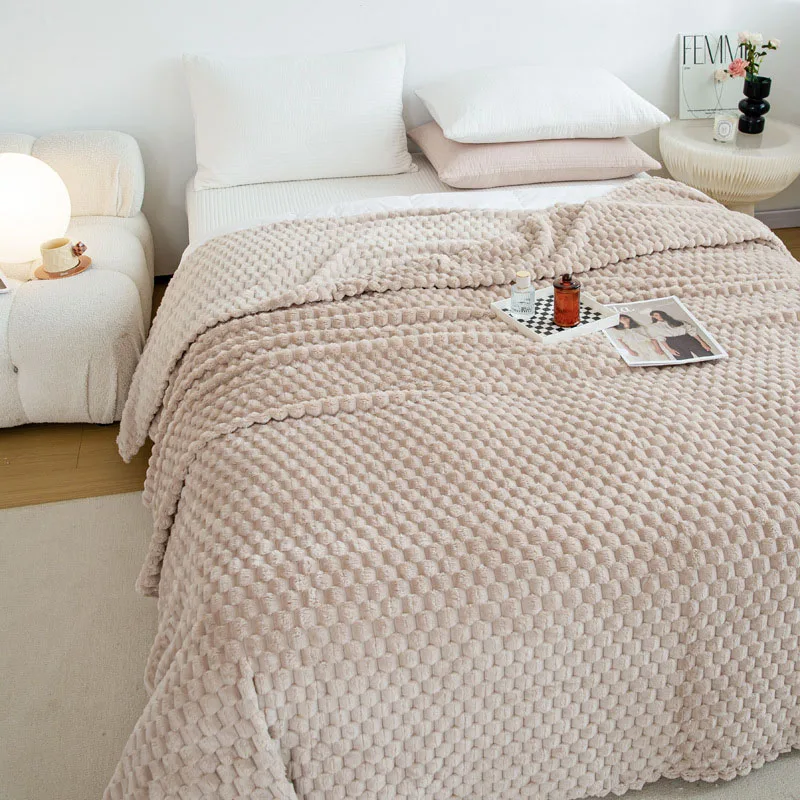 thumbnail image 1 of Manta cálida para cama, manta gruesa de terciopelo de leche para sofá, funda para sofá cama, colcha a cuadros para cama individual, doble, tamaño queen y king, color gris, 1 of 5