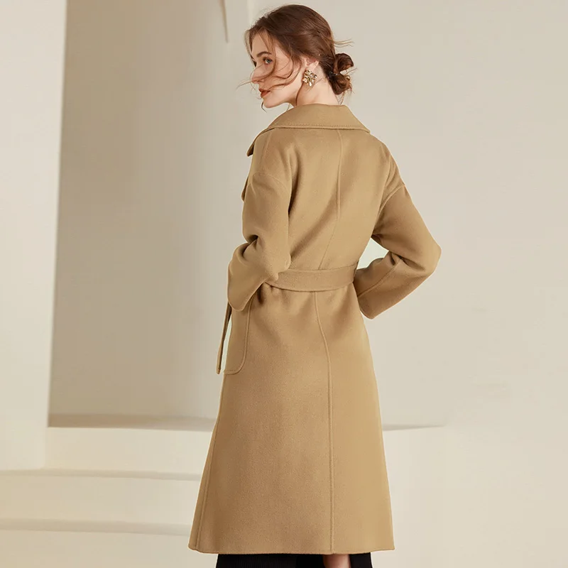 Fall/Winter New 100% Wool Double Coat Women's Loose Joker Medium and Long Wool Coat with Slim Temperament