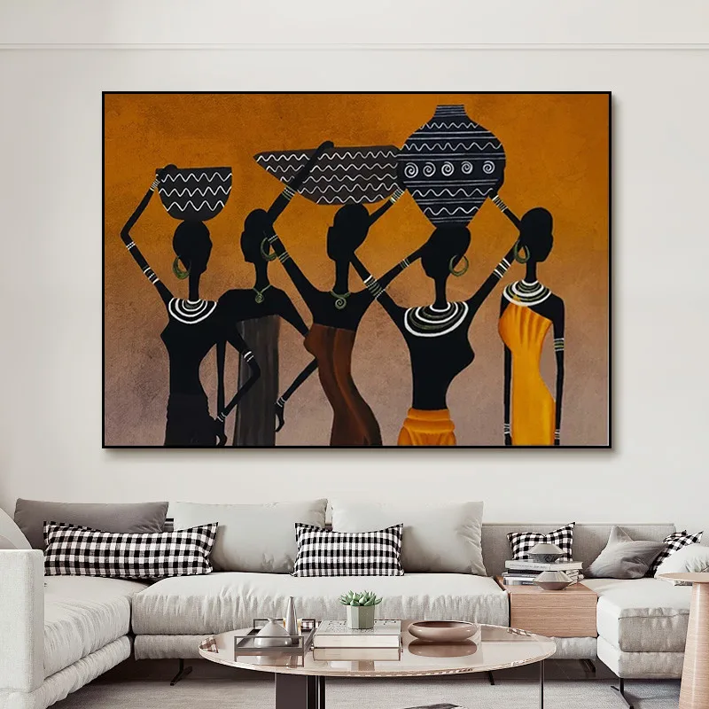 African Black Woman Abstract Canvas Painting Wall Art Poster Print