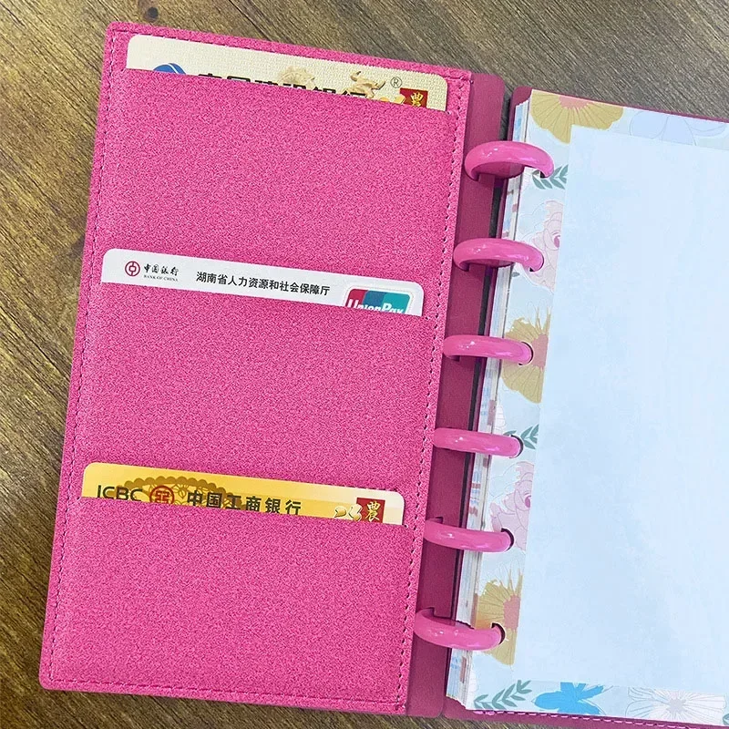 Fromthenon A6 Leather Disc Bound Loose Leaf Notebook Leather Business Office Notebooks Mushroom Hole Journal Planner 4