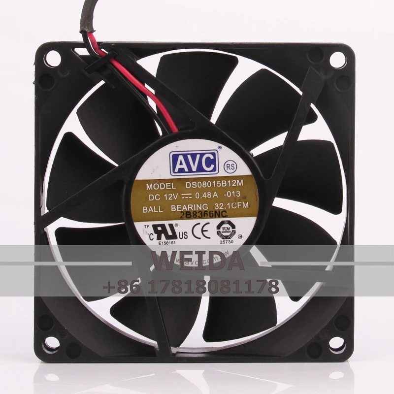 

Case Fan for AVC DS08015B12M 80*80*15mm 12V 0.48A 8015 2-wire High Airflow Dual Ball Bearing Cooling Fan
